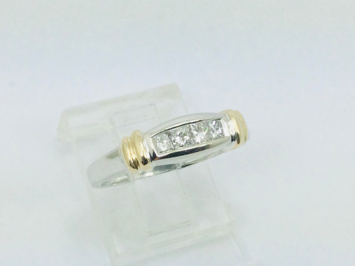14k White Gold Princess Cut 32pt Diamond Row Set Band Ring