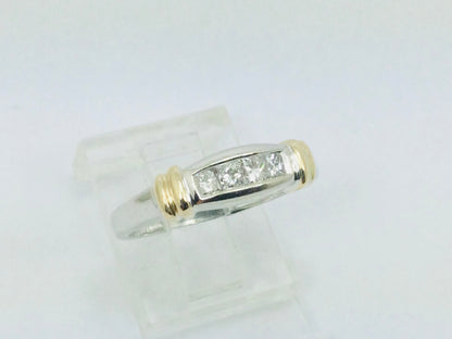 14k White Gold Princess Cut 32pt Diamond Row Set Band Ring