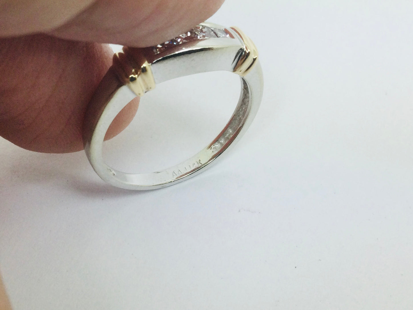14k White Gold Princess Cut 32pt Diamond Row Set Band Ring