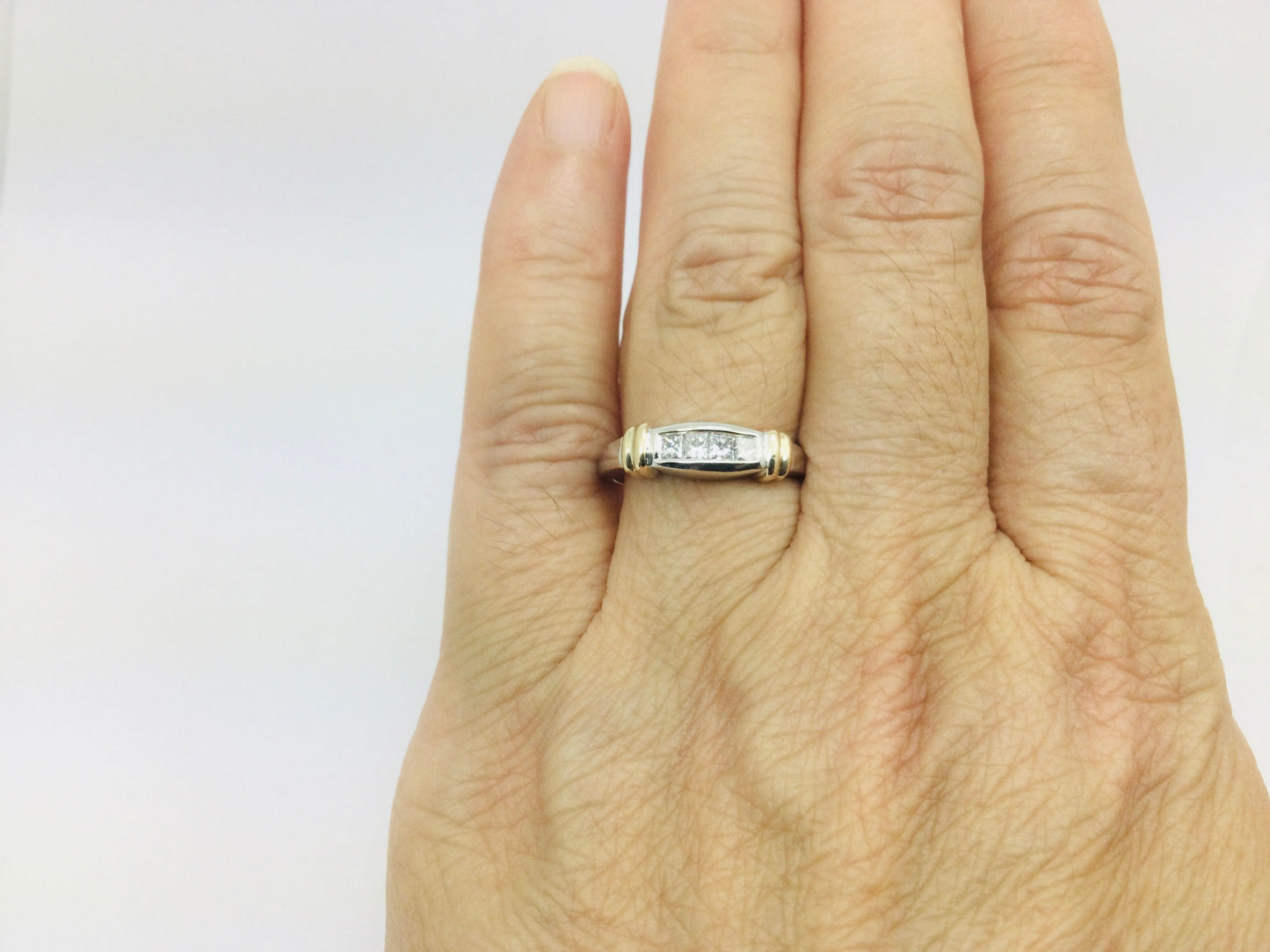 14k White Gold Princess Cut 32pt Diamond Row Set Band Ring