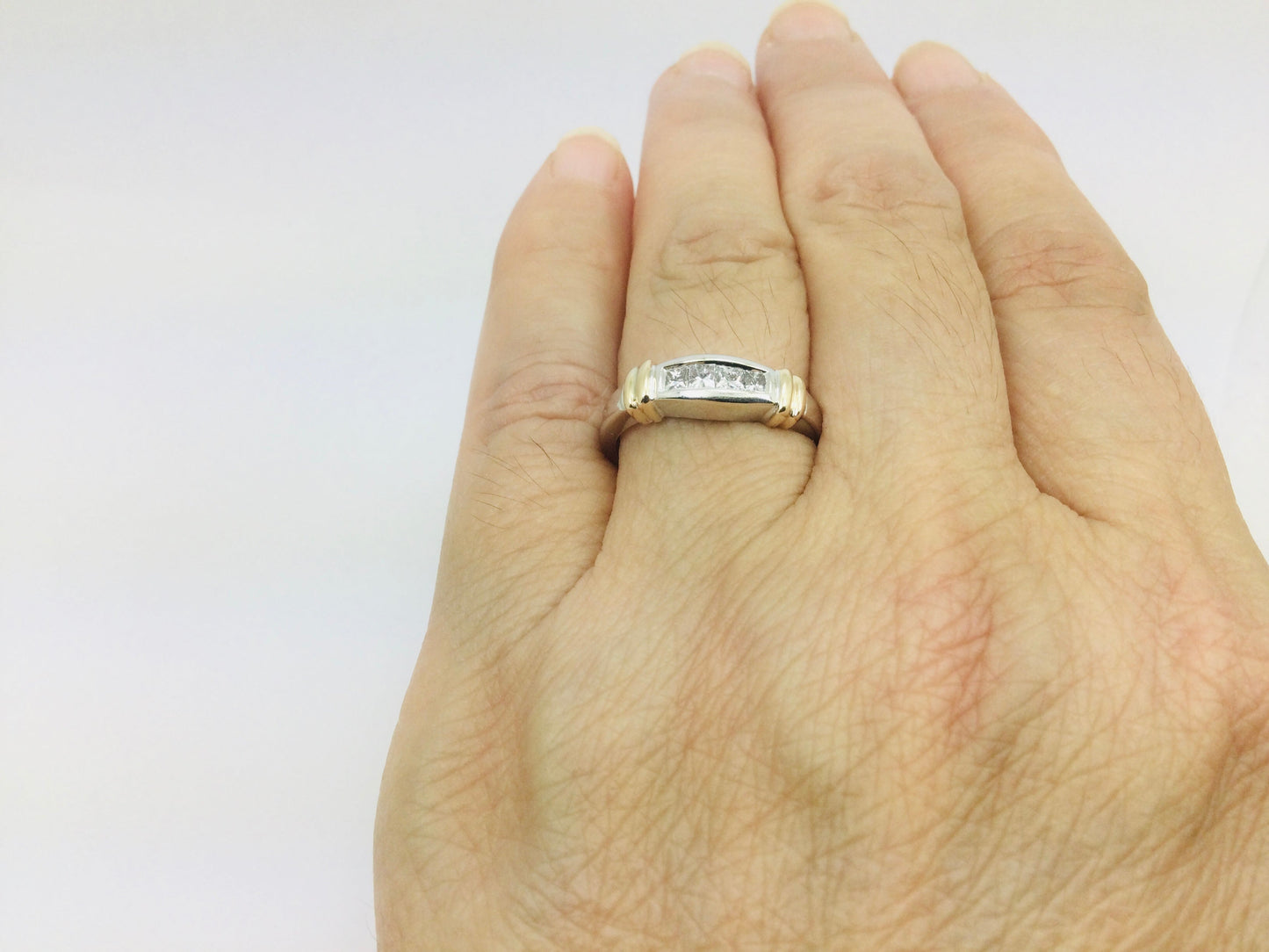 14k White Gold Princess Cut 32pt Diamond Row Set Band Ring