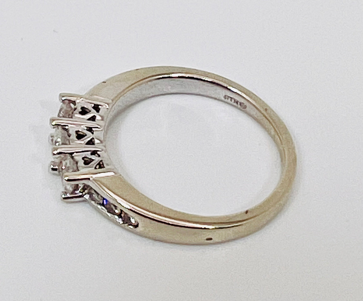 14k White Gold Round Cut 0.65ct Diamond Trinity and Channel Set Accent Ring
