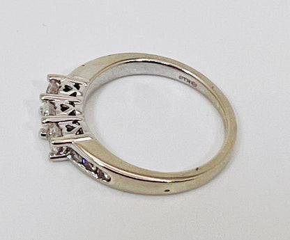 14k White Gold Round Cut 0.65ct Diamond Trinity and Channel Set Accent Ring
