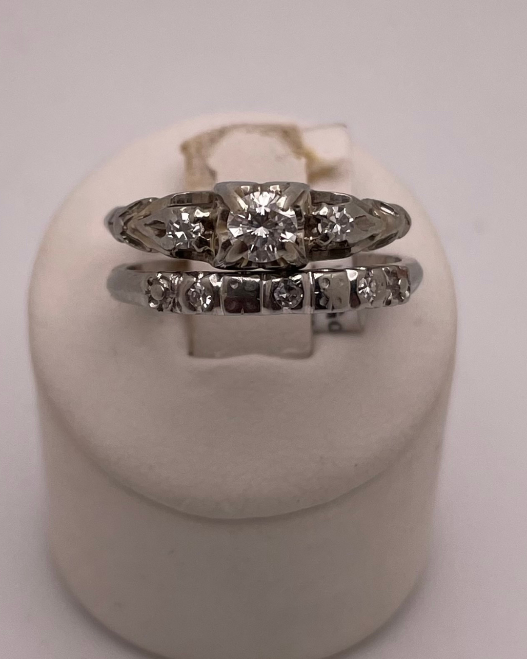 18k White Gold 37pt Diamond Engagement Ring and Wedding Band Set