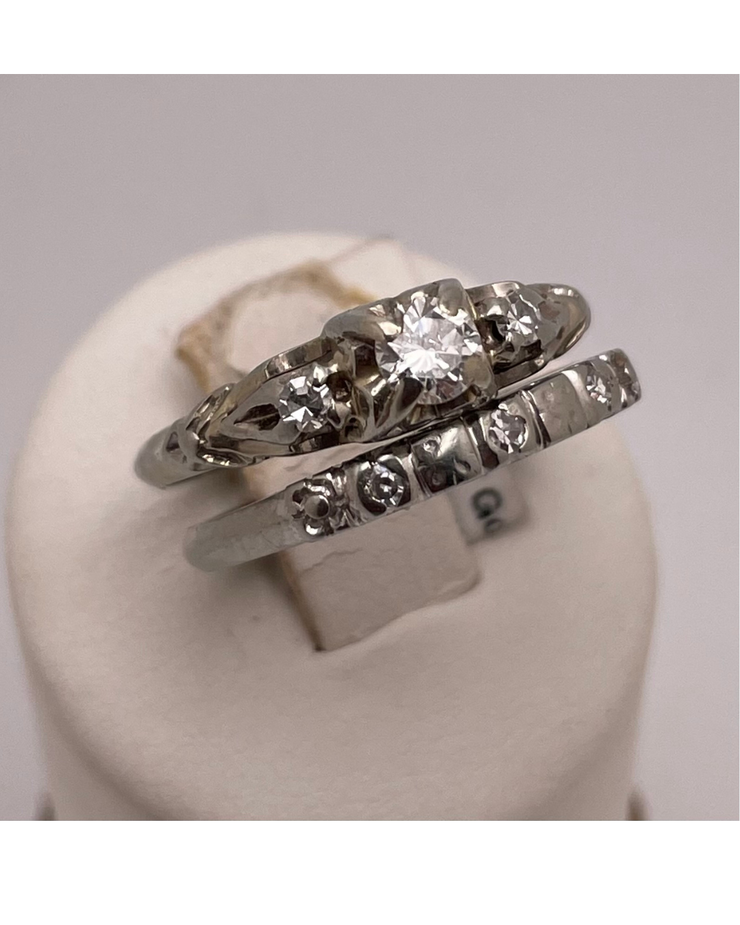 18k White Gold 37pt Diamond Engagement Ring and Wedding Band Set