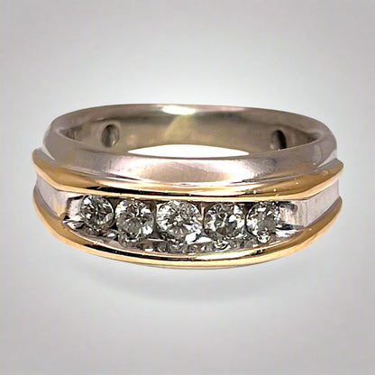 14k Yellow & White Gold 0.62ct Diamond Band Ring