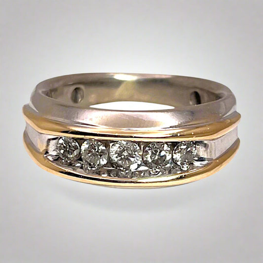 14k Yellow & White Gold 0.62ct Diamond Band Ring