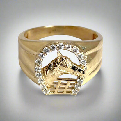 10k Yellow Gold CZ Horseshoe Ring