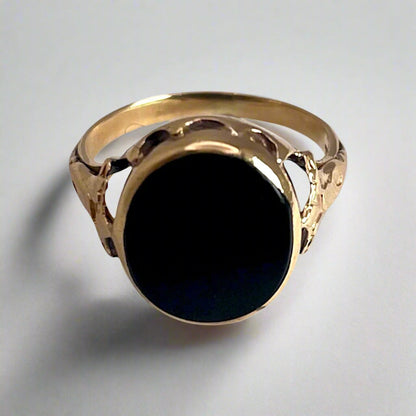 10k Yellow Gold Black Onyx Pinky Ring