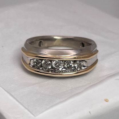 14k Yellow & White Gold 0.62ct Diamond Band Ring