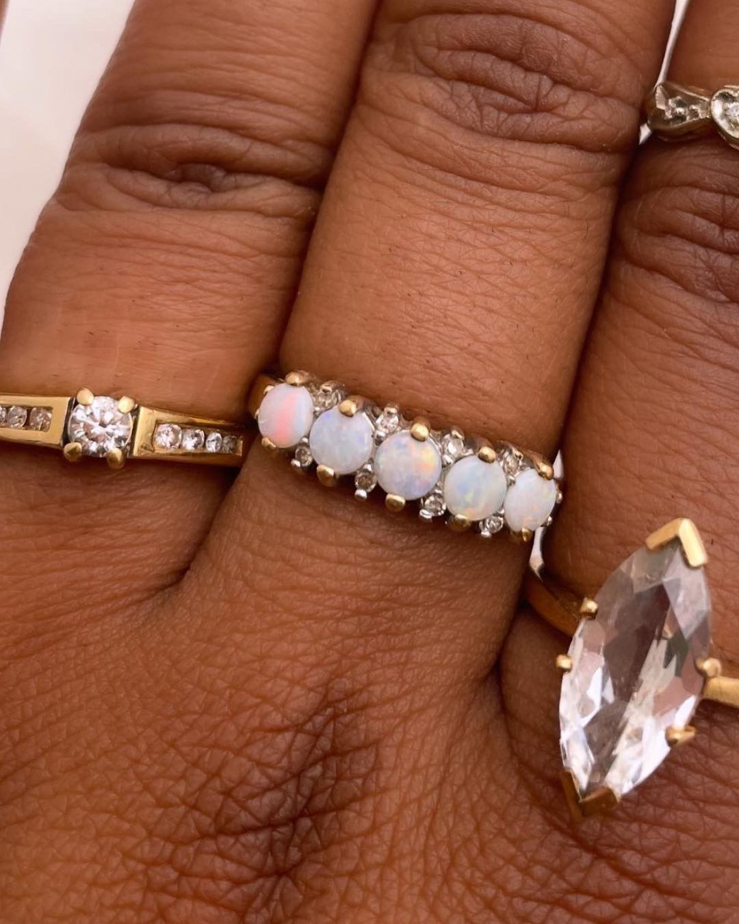 10k Gold Opal & Diamond Ring