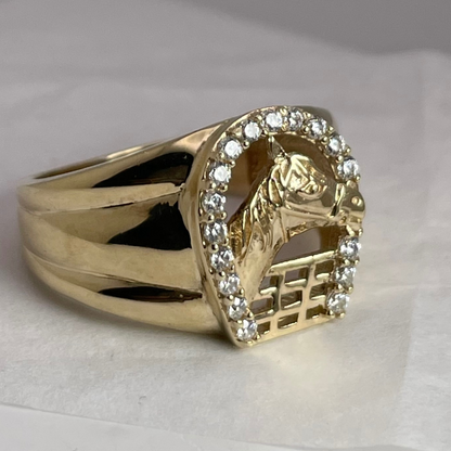 10k Yellow Gold CZ Horseshoe Ring