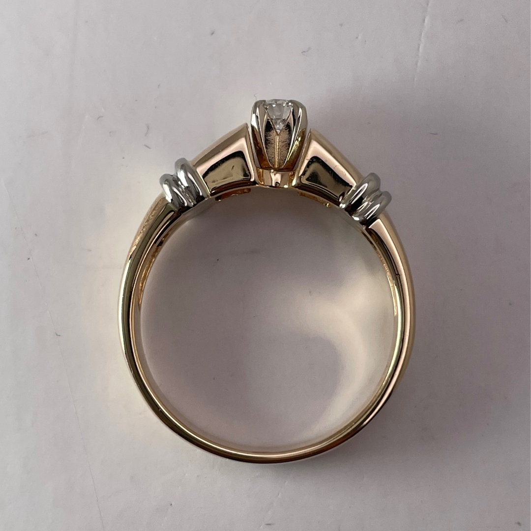 Lady's 14k Yellow & White Gold 0.22ct Diamond Solitaire Ring