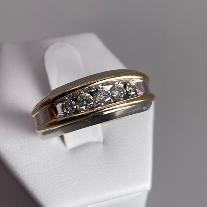 14k Yellow & White Gold 0.62ct Diamond Band Ring