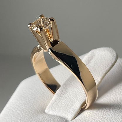 14k Yellow Gold Brilliant Cut 35pt Diamond Solitaire Ring