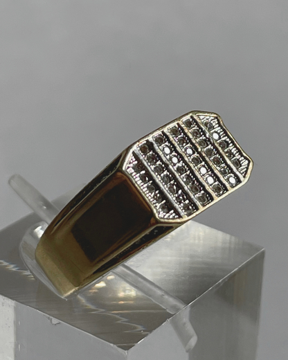10k Gold CZ Illusion Grid Ring
