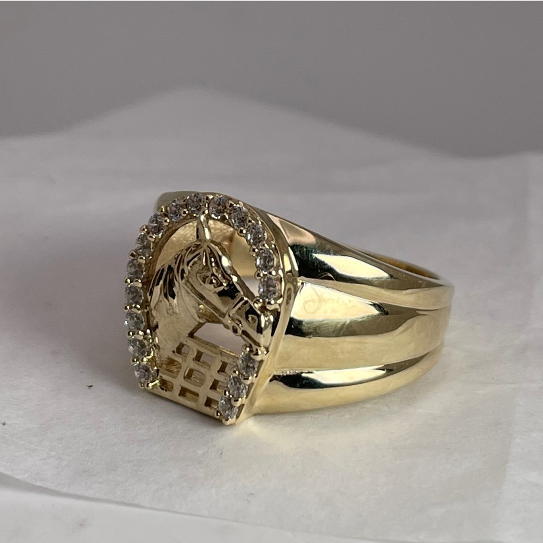 10k Yellow Gold CZ Horseshoe Ring