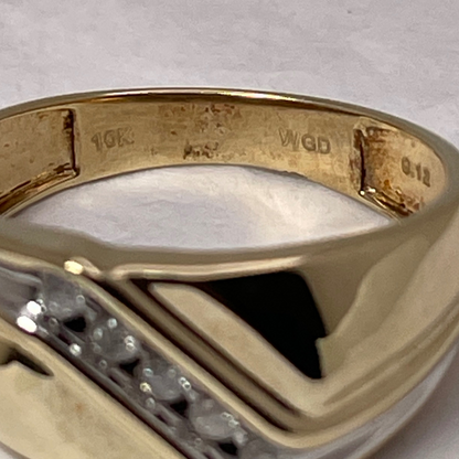 10k Yellow and White Gold 0.10ct Diamond Band Ring