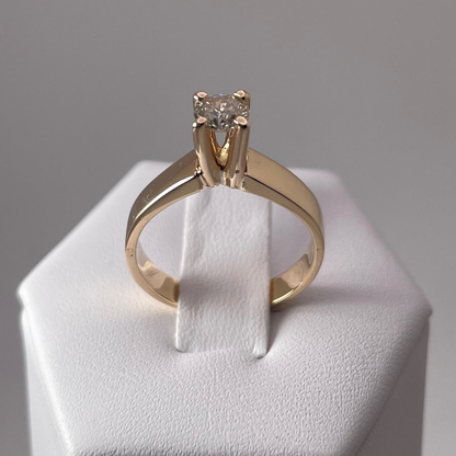 14k Yellow Gold Brilliant Cut 35pt Diamond Solitaire Ring