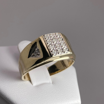 10K Yellow and White Gold 0.25ct Diamond Pave Ring