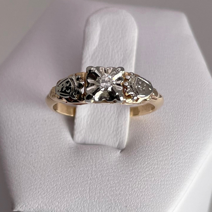 14k-18k Yellow & White Gold Round Cut 0.06ct Diamond Solitaire Ring