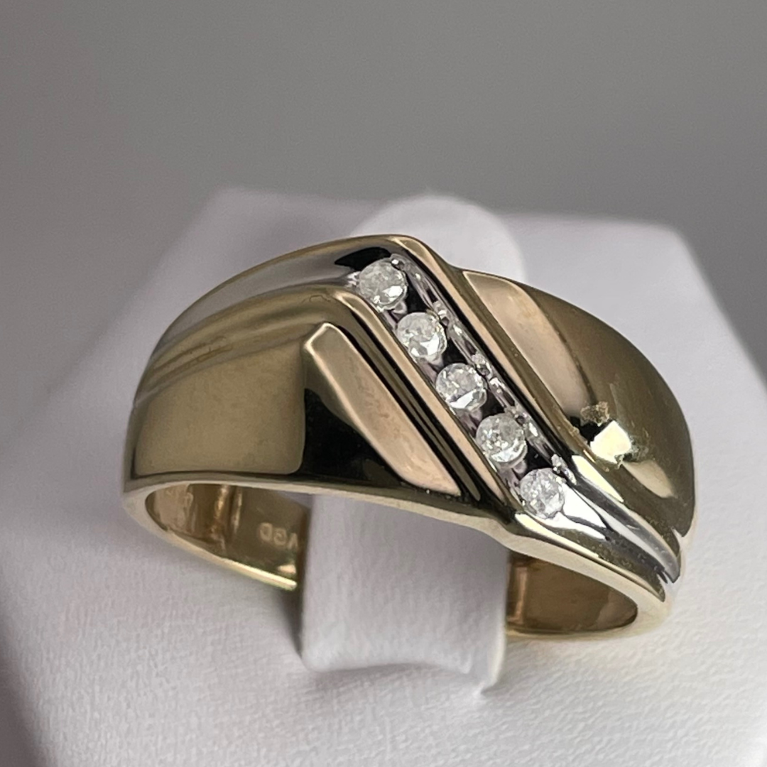 10k Yellow and White Gold 0.10ct Diamond Band Ring