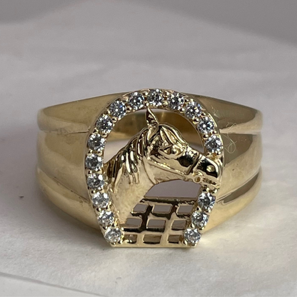 10k Yellow Gold CZ Horseshoe Ring