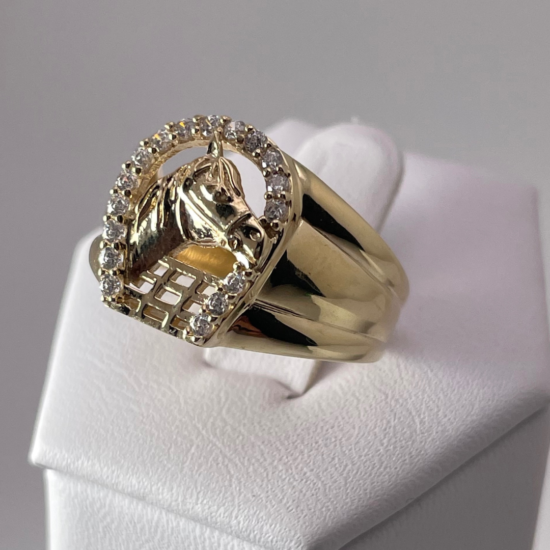 10k Yellow Gold CZ Horseshoe Ring