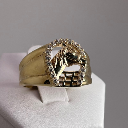 10k Yellow Gold CZ Horseshoe Ring