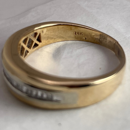 14k Yellow and White Gold Baguette Cut 0.33ct Diamond Man's Band/Ring