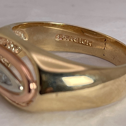 10k Yellow, White & Rose Gold 0.14 ct SIFFARI Diamond Ring