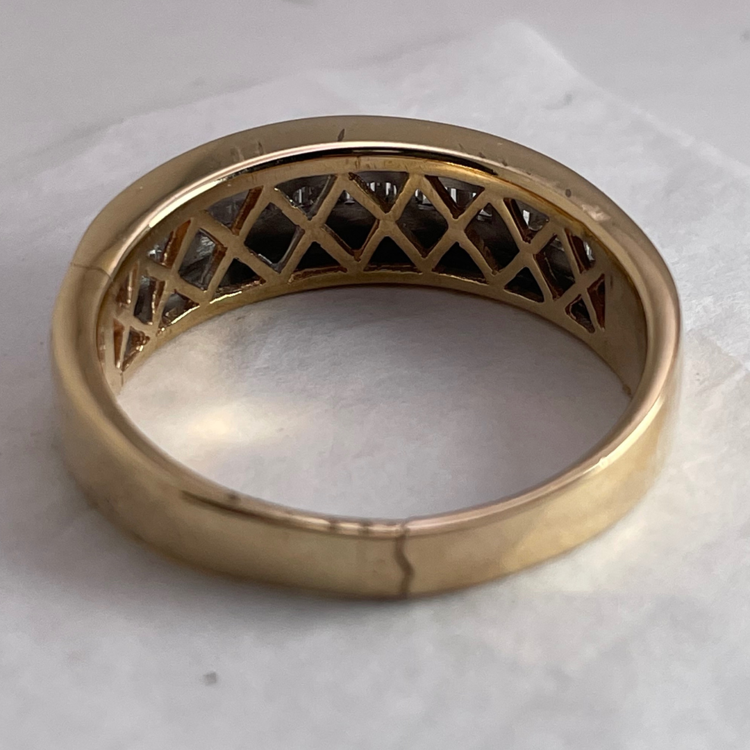 14k Yellow and White Gold Baguette Cut 0.33ct Diamond Man's Band/Ring