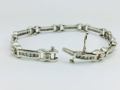 14k White and Yellow Gold Round 1.35ct Diamond Tennis Bracelet