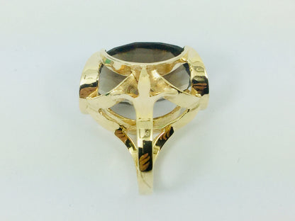 14k Yellow Gold 21.7ct Oval Cut Smoky Topaz November Birthstone Ring
