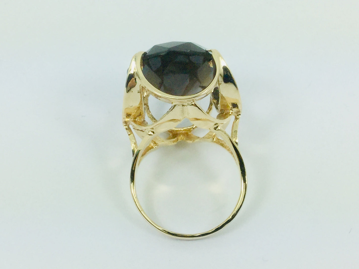14k Yellow Gold 21.7ct Oval Cut Smoky Topaz November Birthstone Ring
