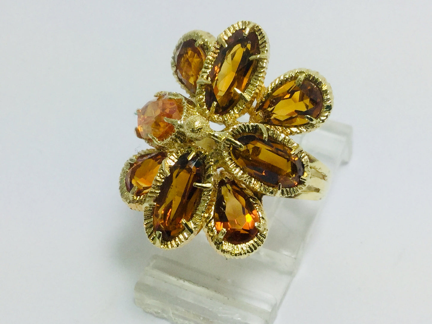 18k Yellow Gold Oval & Pear Cut Citrine November Birthstone Ring