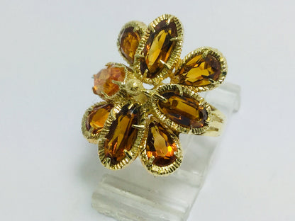 18k Yellow Gold Oval & Pear Cut Citrine November Birthstone Ring