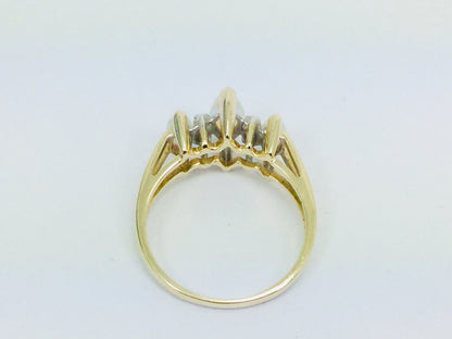 10k Yellow Gold Marquise Cut Green Opal October Birthstone & Diamond Ring