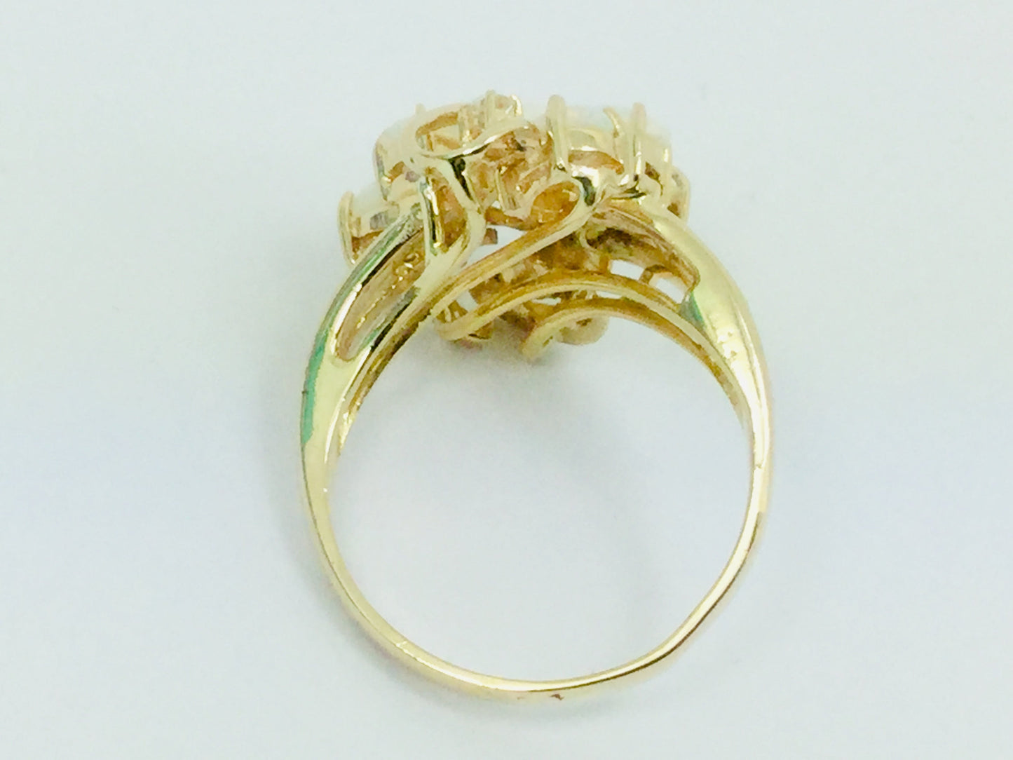 14k Yellow Gold Oval Cut Fire Opal October Birthstone & Diamond Ring