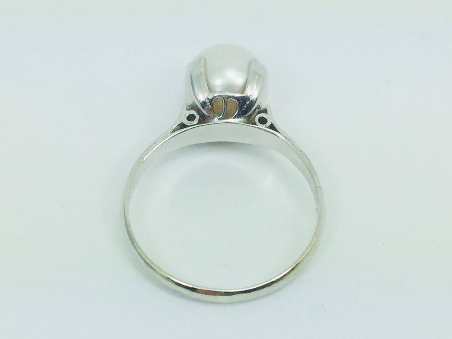 14k White Gold Genuine Pearl June Birthstone Cocktail Ring
