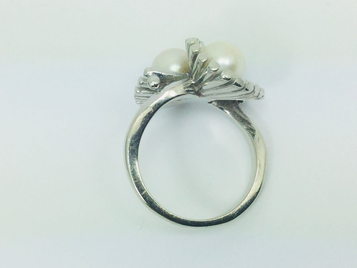 14k White Gold Genuine Pearl June Birthstone Cocktail Ring