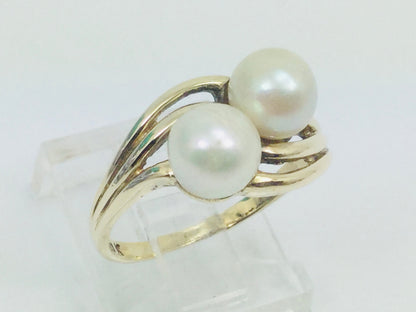 10k Yellow Gold Genuine Pearl June Birthstone Cocktail Ring