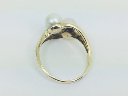 10k Yellow Gold Genuine Pearl June Birthstone Cocktail Ring