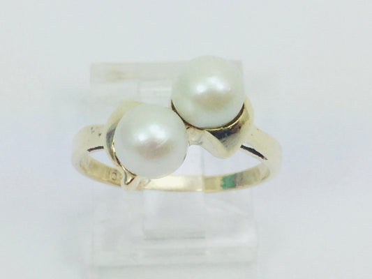 10k Yellow Gold Genuine Pearl June Birthstone Cocktail Ring