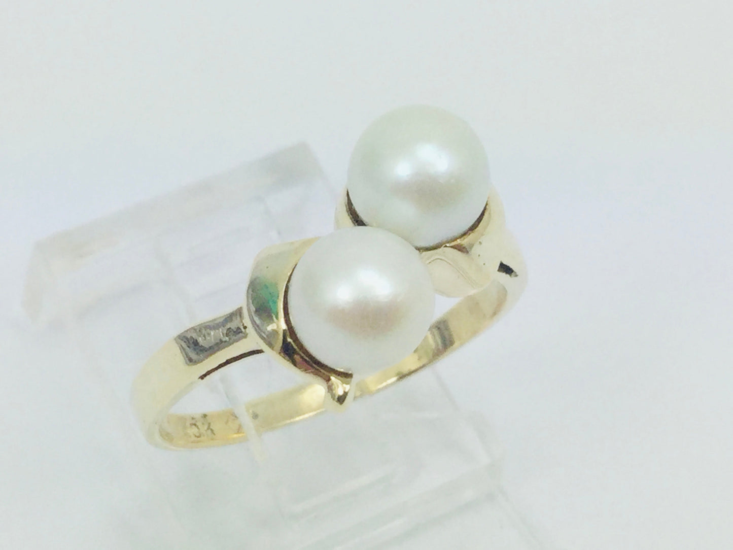 10k Yellow Gold Genuine Pearl June Birthstone Cocktail Ring