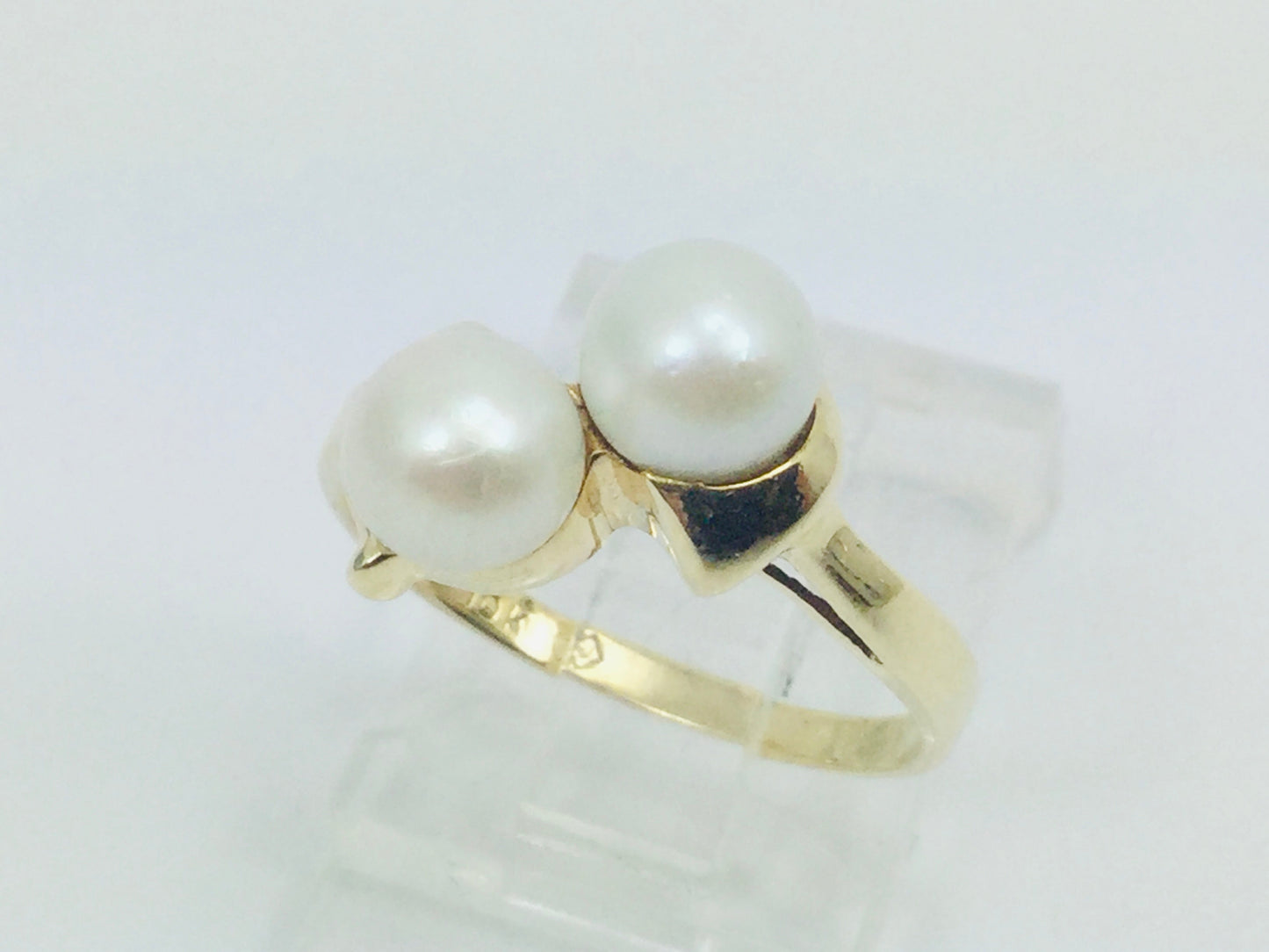 10k Yellow Gold Genuine Pearl June Birthstone Cocktail Ring