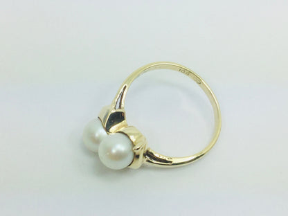 10k Yellow Gold Genuine Pearl June Birthstone Cocktail Ring