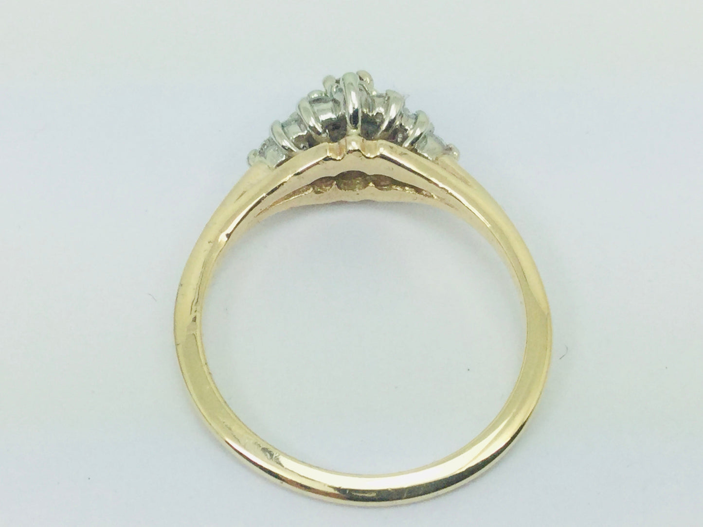 14k Yellow and White Gold Round Cut 10pt Genuine Ruby July Birthstone & 25pt Diamond Cluster Ring