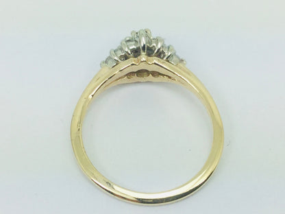 14k Yellow and White Gold Round Cut 10pt Genuine Ruby July Birthstone & 25pt Diamond Cluster Ring