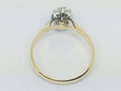 14k Yellow Gold Round Cut 12pt Genuine Ruby July Birthstone & 12pt Diamond Halo Ring